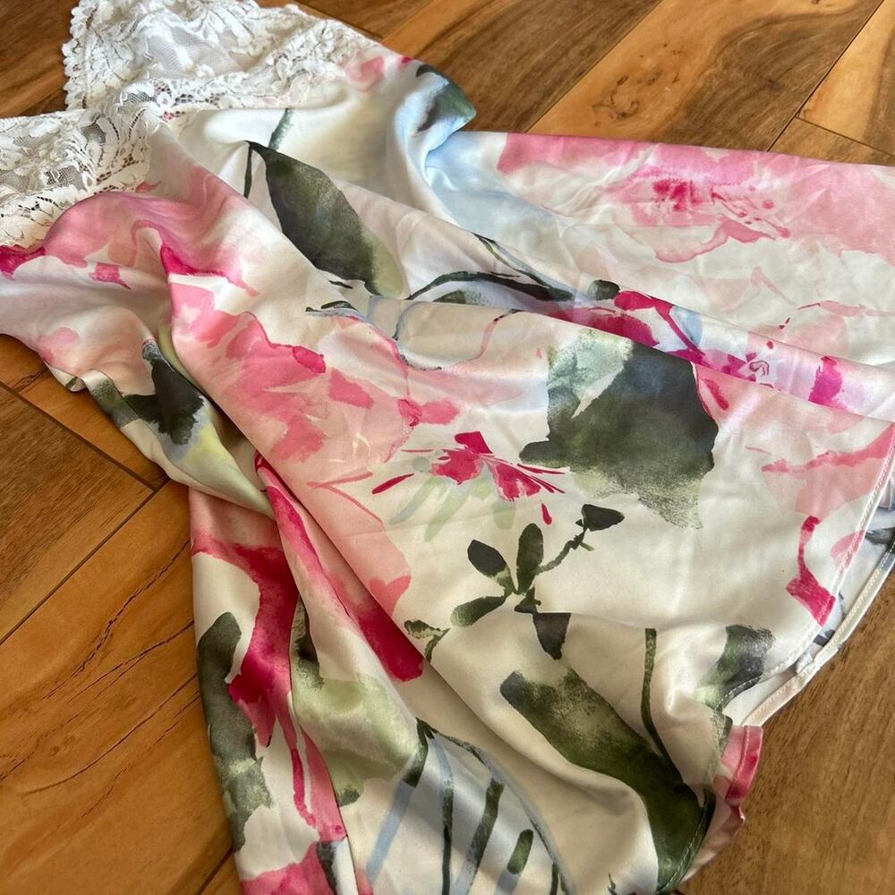 Pink floral silk slip dress - Picture 3 of 5